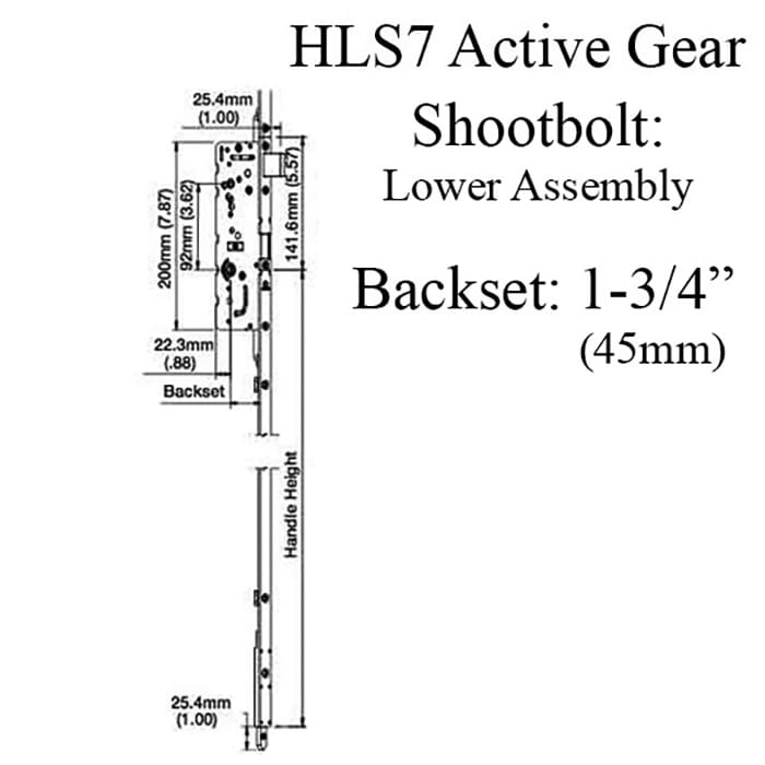 HLS7 16mm Active Gear 45/92, RH Shootbolt  25mm - HLS7 16mm Active Gear 45/92, RH Shootbolt  25mm
