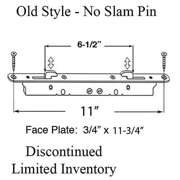 2-Hook Sliding door lock, 11-3/4 Face  No Slam Pin - Beige - 2-Hook Sliding door lock, 11-3/4 Face  No Slam Pin - Beige