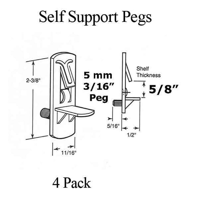 Peg - Shelf Support - 5mm Peg - 5/8 In Shelf - clear - Peg - Shelf Support - 5mm Peg - 5/8 In Shelf - clear