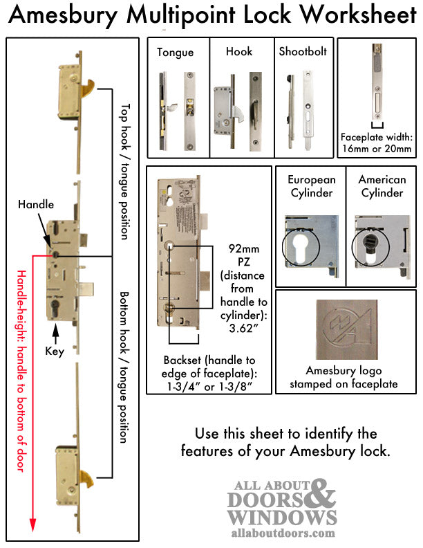 Amesbury Multipoint Lock P2000 Passive Lower Assembly With Rhino Hook Receptacle - Amesbury Multipoint Lock P2000 Passive Lower Assembly With Rhino Hook Receptacle
