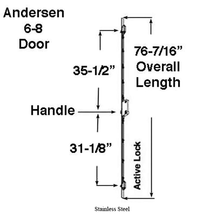 Andersen Active Multipoint Lock for 6 Foot 8 Inch Frenchwood Hinged Door - Andersen Active Multipoint Lock for 6 Foot 8 Inch Frenchwood Hinged Door