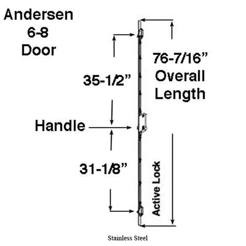 Andersen Active Multipoint Lock for 6 Foot 8 Inch Frenchwood Hinged Door - Andersen Active Multipoint Lock for 6 Foot 8 Inch Frenchwood Hinged Door