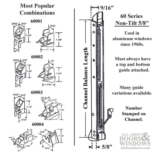 1/2 Inch Non-Tilt Window Channel Balance with Shoes - 1/2 Inch Non-Tilt Window Channel Balance with Shoes