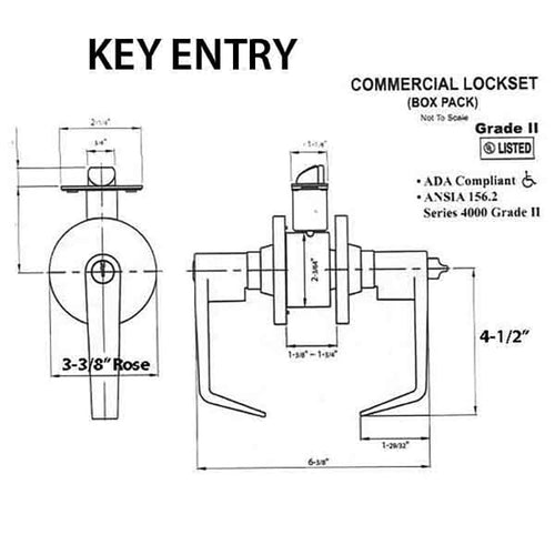 Entry Lever, Grade 2 Commercial Lock 2-3/4bs, Saturn Series - Choose Color - Entry Lever, Grade 2 Commercial Lock 2-3/4bs, Saturn Series - Choose Color