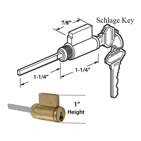 Pella Replacement Keyed Cylinder, Schlage 1 x 1-1/4 - Choose Color - Pella Replacement Keyed Cylinder, Schlage 1 x 1-1/4 - Choose Color