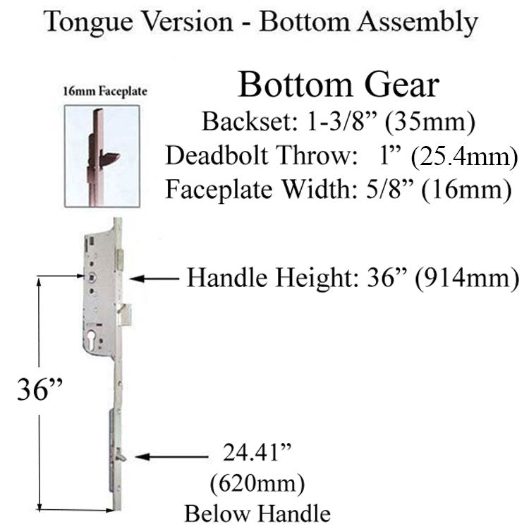 Hoppe 16mm Manual 35/92 Gear, Tongue at 24.41