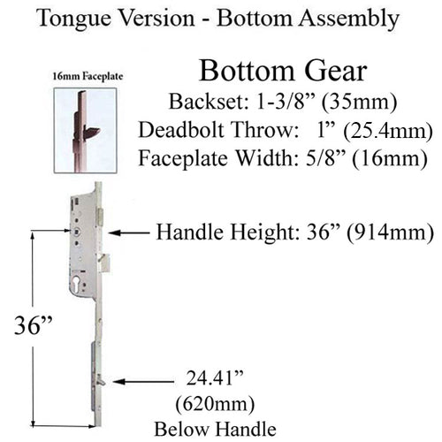 Hoppe 16mm Manual 35/92 Gear, Tongue at 24.41