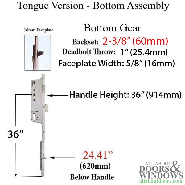 Hoppe 16mm Manual 60/92 Gear, Tongue at 24.41