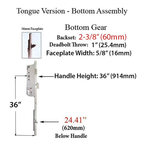 Hoppe 16mm Manual 60/92 Gear, Tongue at 24.41