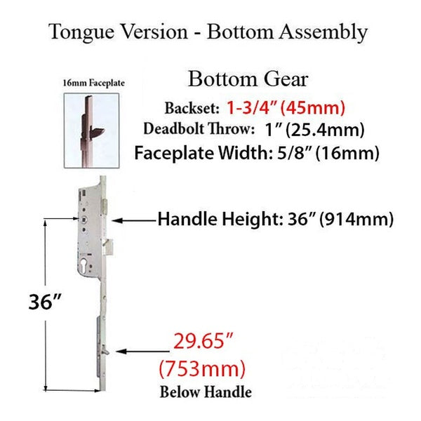 Hoppe 16mm Manual 45/92 Gear, Tongue at 29.65