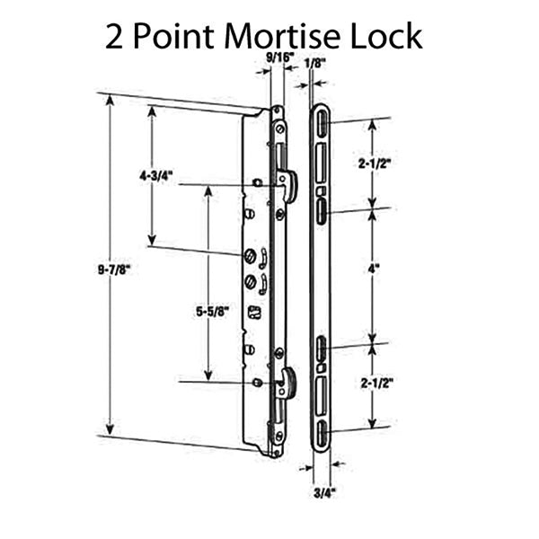 2 Point Mortise Lock & Keeper, Steel - Yellow Dichromate - 2 Point Mortise Lock & Keeper, Steel - Yellow Dichromate