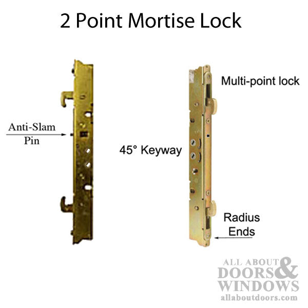 2 Point Mortise Lock & Keeper, Steel - Yellow Dichromate - 2 Point Mortise Lock & Keeper, Steel - Yellow Dichromate