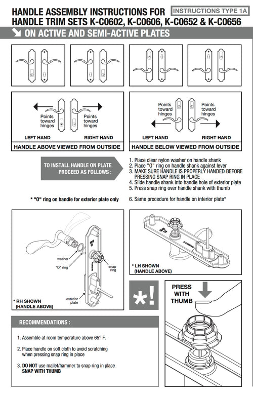 G-U Ferco Handle Snap Ring Kit, Standard & Low Profile - G-U Ferco Handle Snap Ring Kit, Standard & Low Profile