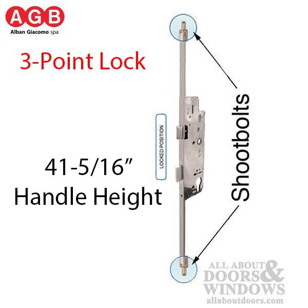 16mm AGB Multipoint Lock with Top and Bottom Shootbolts, 41-5/16