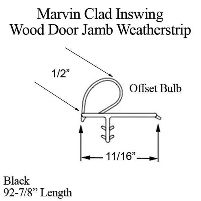 Marvin Weatherstrip For Clad Inswing Door Jamb V796 Bulb Frame 92.875 Inch Seal - Marvin Weatherstrip For Clad Inswing Door Jamb V796 Bulb Frame 92.875 Inch Seal