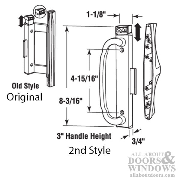 Sliding Patio Door Handle Set, Reverse Clamp - Sliding Patio Door Handle Set, Reverse Clamp