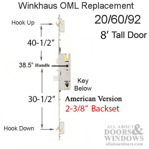 20mm Custom 20/60/92 Replacement kit for Winkhaus 3-hook, 2-3/8