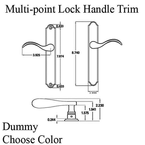 Multi-point Lock Handle Trim, 6109 Dummy  - Choose Color - Multi-point Lock Handle Trim, 6109 Dummy  - Choose Color