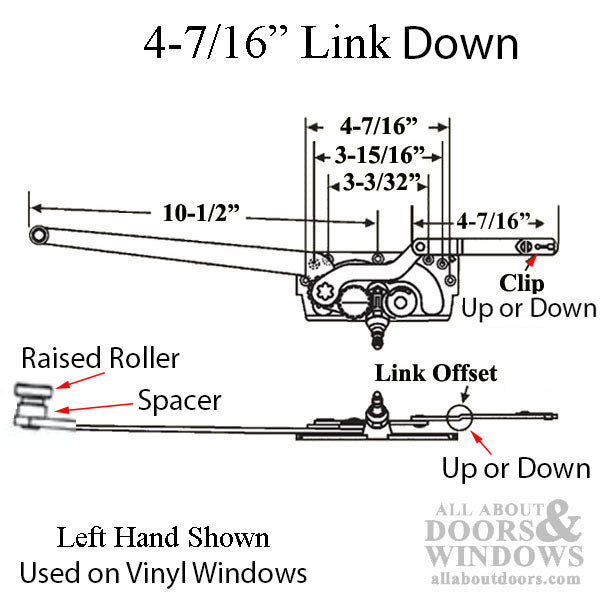 Truth Casement Operator, LH, Offset down Link # 20810, Raised Roller - Truth Casement Operator, LH, Offset down Link # 20810, Raised Roller