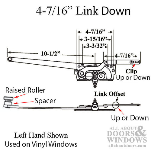 Truth Casement Operator, LH, Offset down Link # 20810, Raised Roller - Truth Casement Operator, LH, Offset down Link # 20810, Raised Roller