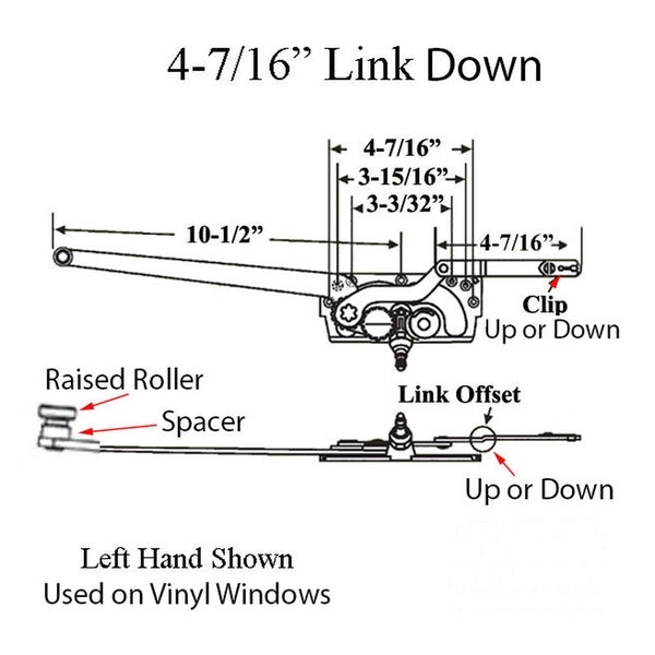 Truth Casement Operator, RH, Offset down Link # 20810, Raised Roller - Truth Casement Operator, RH, Offset down Link # 20810, Raised Roller
