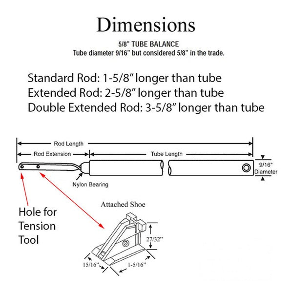 5/8 Standard Tip, Balance Rod, Choose Length - Red Bearing - 5/8 Standard Tip, Balance Rod, Choose Length - Red Bearing