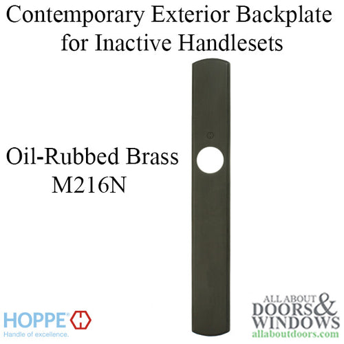HOPPE Contemporary Exterior Backplate M216N for Inactive Handlesets - Oil Rubbed Brass - HOPPE Contemporary Exterior Backplate M216N for Inactive Handlesets - Oil Rubbed Brass