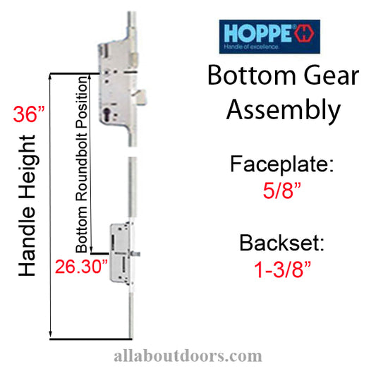 16mm Manual Gear, 35/92, Roundbolt at 26.30", 1" Deadbolt Throw