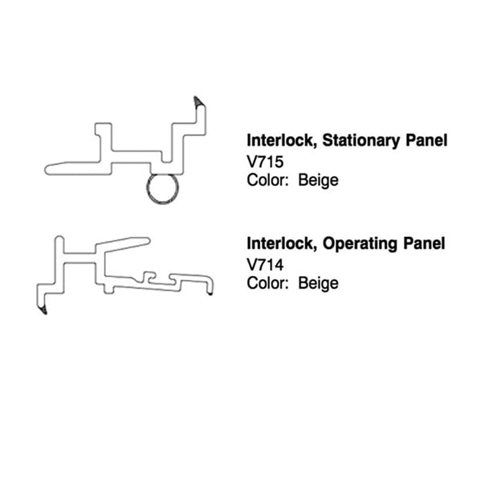 Marvin Trim V715 Interlock for Stationary Door Panel Beige - Marvin Trim V715 Interlock for Stationary Door Panel Beige