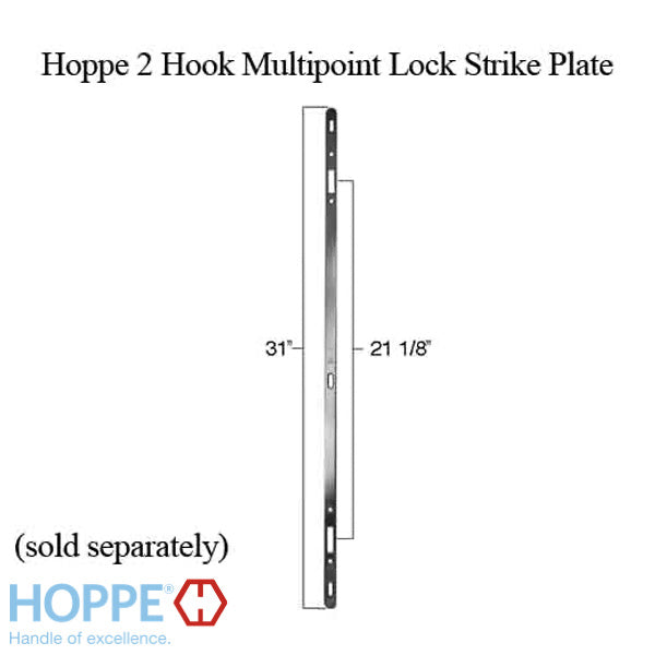 Hoppe Multipoint Lock - 2 Hooks, 30mm Sliding Door Lock, 20mm Face - Hoppe Multipoint Lock - 2 Hooks, 30mm Sliding Door Lock, 20mm Face