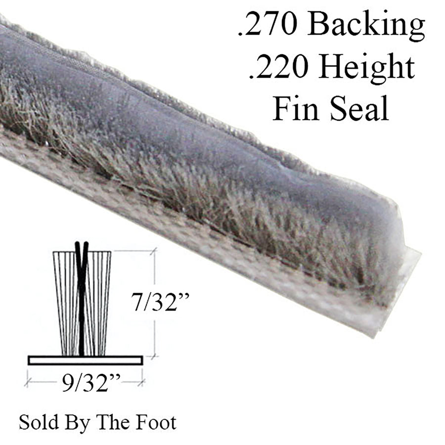 .270 backing x .220 Pile Weather-strip w/ Fin seal  - Gray or White - .270 backing x .220 Pile Weather-strip w/ Fin seal  - Gray or White