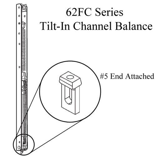 1/2 x 1/2 Tilt-In Window Channel Balance With #5 End - 62 FC Series - 1/2 x 1/2 Tilt-In Window Channel Balance With #5 End - 62 FC Series