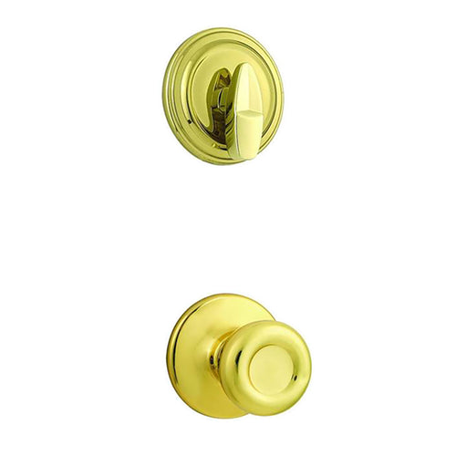 Kwikset Tylo Interior Door Knob Single Cylinder Polished Brass Handleset Trim - Kwikset Tylo Interior Door Knob Single Cylinder Polished Brass Handleset Trim