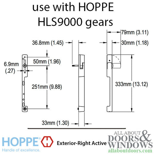 Hoppe Dallas Sliding Door Handle For HLS9000 Sliding Glass Patio Doors Right Handed Non Keyed Door Lever - Hoppe Dallas Sliding Door Handle For HLS9000 Sliding Glass Patio Doors Right Handed Non Keyed Door Lever