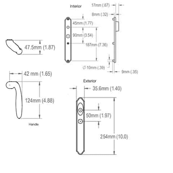 Hoppe HLS 9000 Sliding Door Handle Set with Verona Lever Active Keyed Resista Brass - Hoppe HLS 9000 Sliding Door Handle Set with Verona Lever Active Keyed Resista Brass