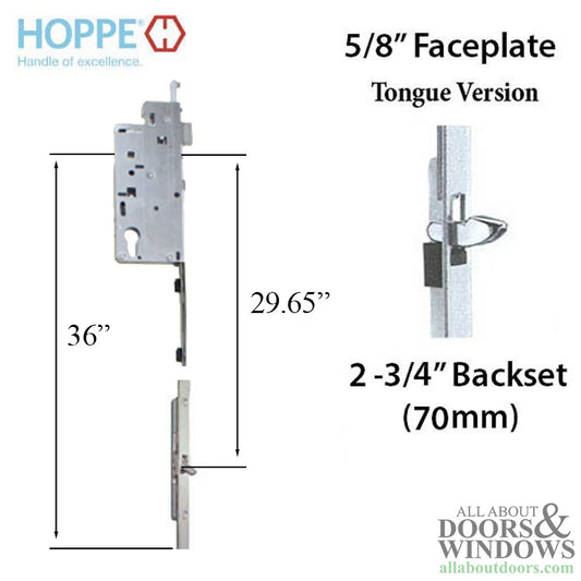 Hoppe 16mm Manual 70/92 Gear, Tongue at 29.65", 1" D/B, 36" HH