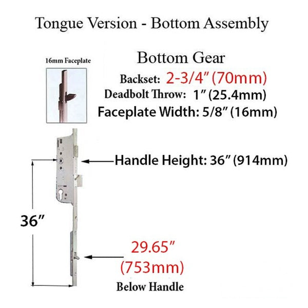 Hoppe 16mm Manual 70/92 Gear, Tongue at 29.65