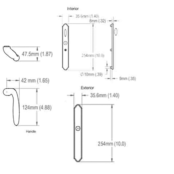 HOPPE HLS 9000 Sliding Door Handle Set with Verona Lever Fixed Dummy Resista Brass - HOPPE HLS 9000 Sliding Door Handle Set with Verona Lever Fixed Dummy Resista Brass