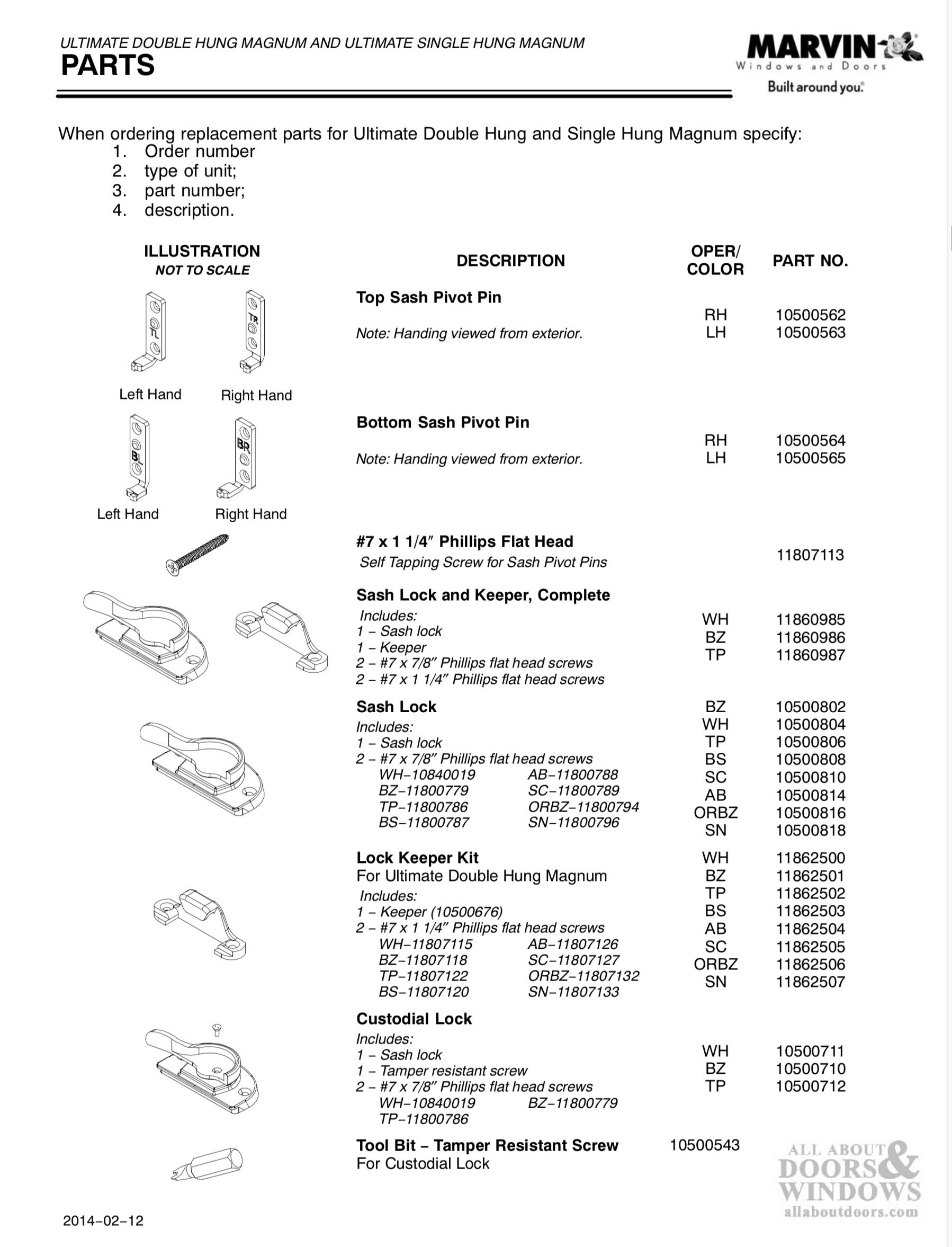 Marvin Non-Tilt Sash Lock, Ultimate Magnum Window - Marvin Non-Tilt Sash Lock, Ultimate Magnum Window