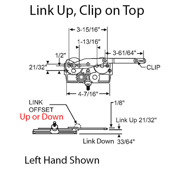 Truth Dyad Casement Operator, Wood windows, Link offset down, Right hand - Truth Dyad Casement Operator, Wood windows, Link offset down, Right hand