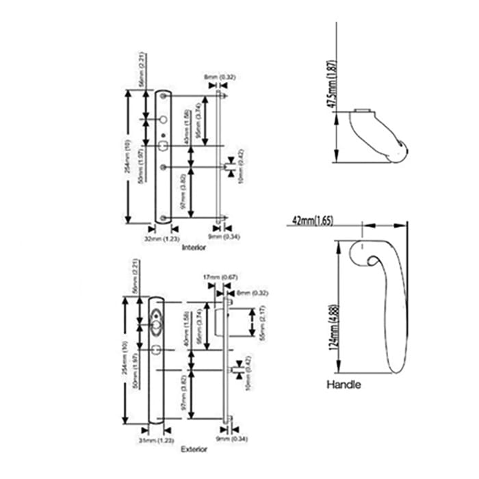 HOPPE HLS 9000 Sliding Door Handle Set with Verona Lever Active Non-Keyed Outside Resista Brass - HOPPE HLS 9000 Sliding Door Handle Set with Verona Lever Active Non-Keyed Outside Resista Brass