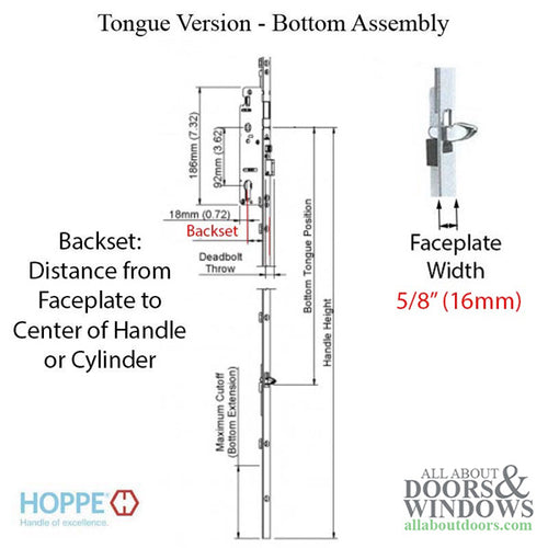 Hoppe 16mm Manual 35/92 Gear with Tongue, 1