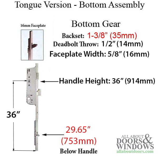 Hoppe 16mm Manual 35/92 Gear with Tongue, 1