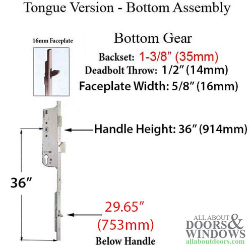 Hoppe 16mm Manual 35/92 Gear with Tongue, 1