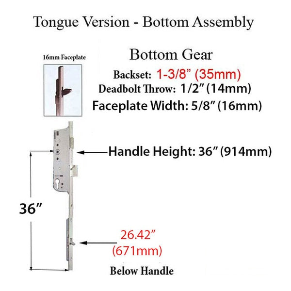 Hoppe HLS9000 16mm Manual 35/92 Gear with Tongue at 26.42