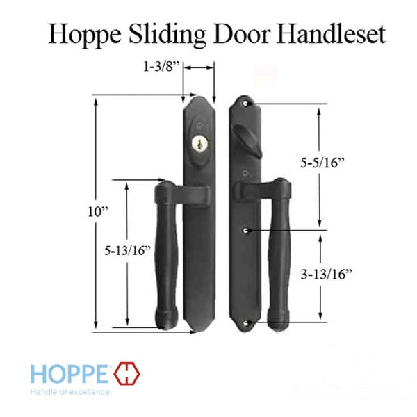 HOPPE HLS 9000 Sliding Door Handle Set Active Keyed Matte Black - HOPPE HLS 9000 Sliding Door Handle Set Active Keyed Matte Black