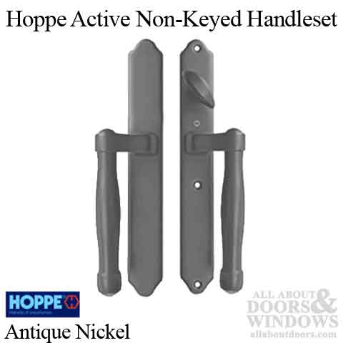 HOPPE HLS 9000 Sliding Door Handle Set Active Non-Keyed Outside Antique Nickel - HOPPE HLS 9000 Sliding Door Handle Set Active Non-Keyed Outside Antique Nickel