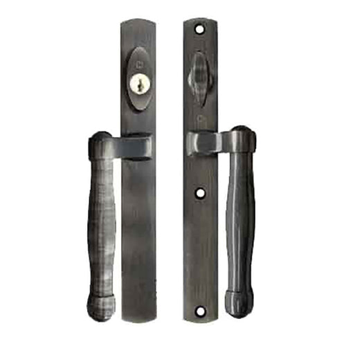 HOPPE HLS 9000 Sliding Door Handle Set Active Keyed Antique Nickel - HOPPE HLS 9000 Sliding Door Handle Set Active Keyed Antique Nickel