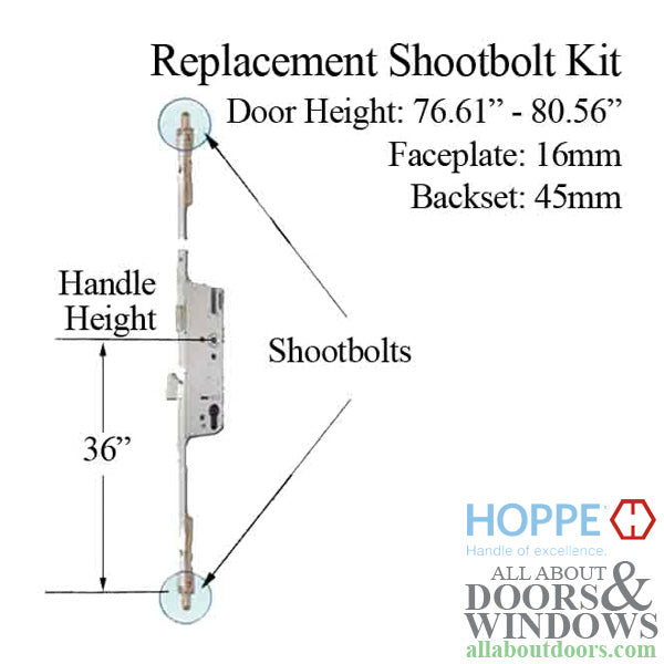 Hoppe 3-point Multipoint Lock, Door Heights 76.61