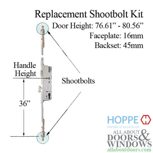 Hoppe 3-point Multipoint Lock, Door Heights 76.61